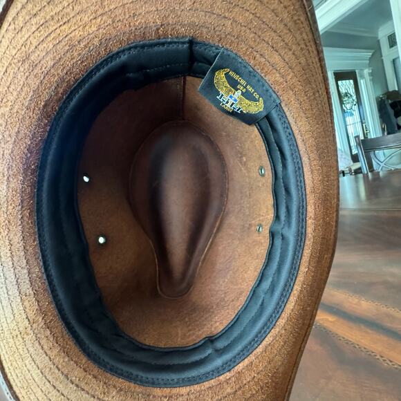 Henschel Hat Company USA HH Brown Leather Western Cowboy Hat Size Large - Picture 7 of 9